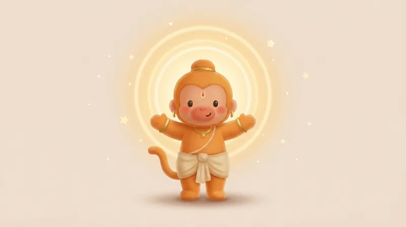 Hanuman standing tall with a gentle smile
